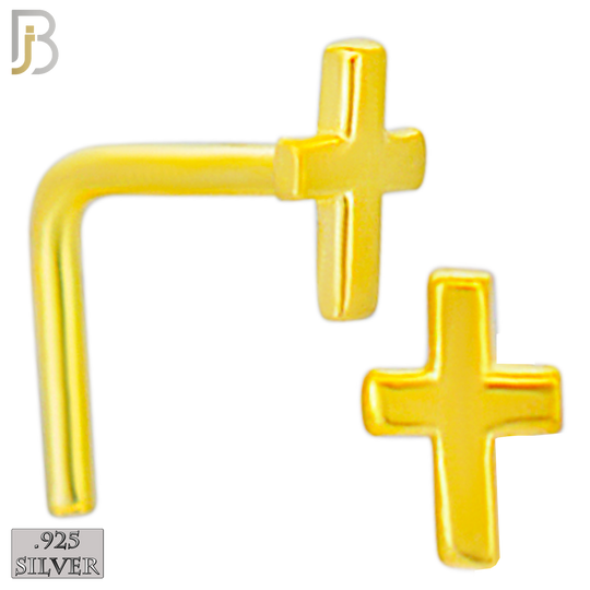 925-NR21LGS -  925 Sterling Silver Plain Flat Cross L Shape Nose Ring (Pack of 6) image 2