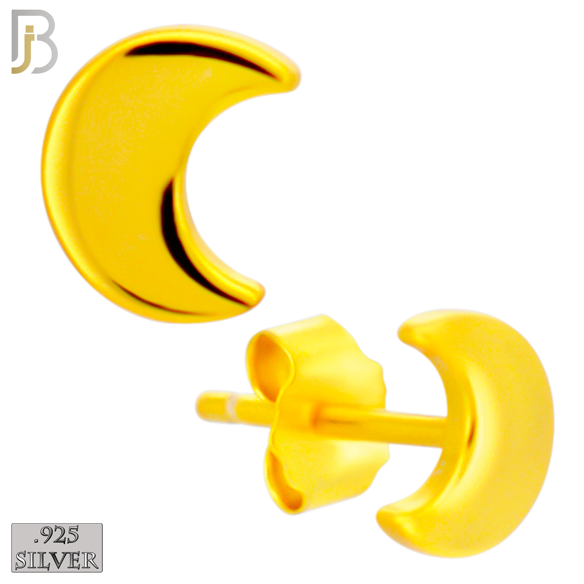 925-ES511 - 925 Sterling Silver Moon Design Earrings (Butterfly Backing) image 2