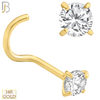 14-NR03L - 14k Solid  Gold Prong Setting  Round Lab Diamond Nose Screw, Cork Screw image