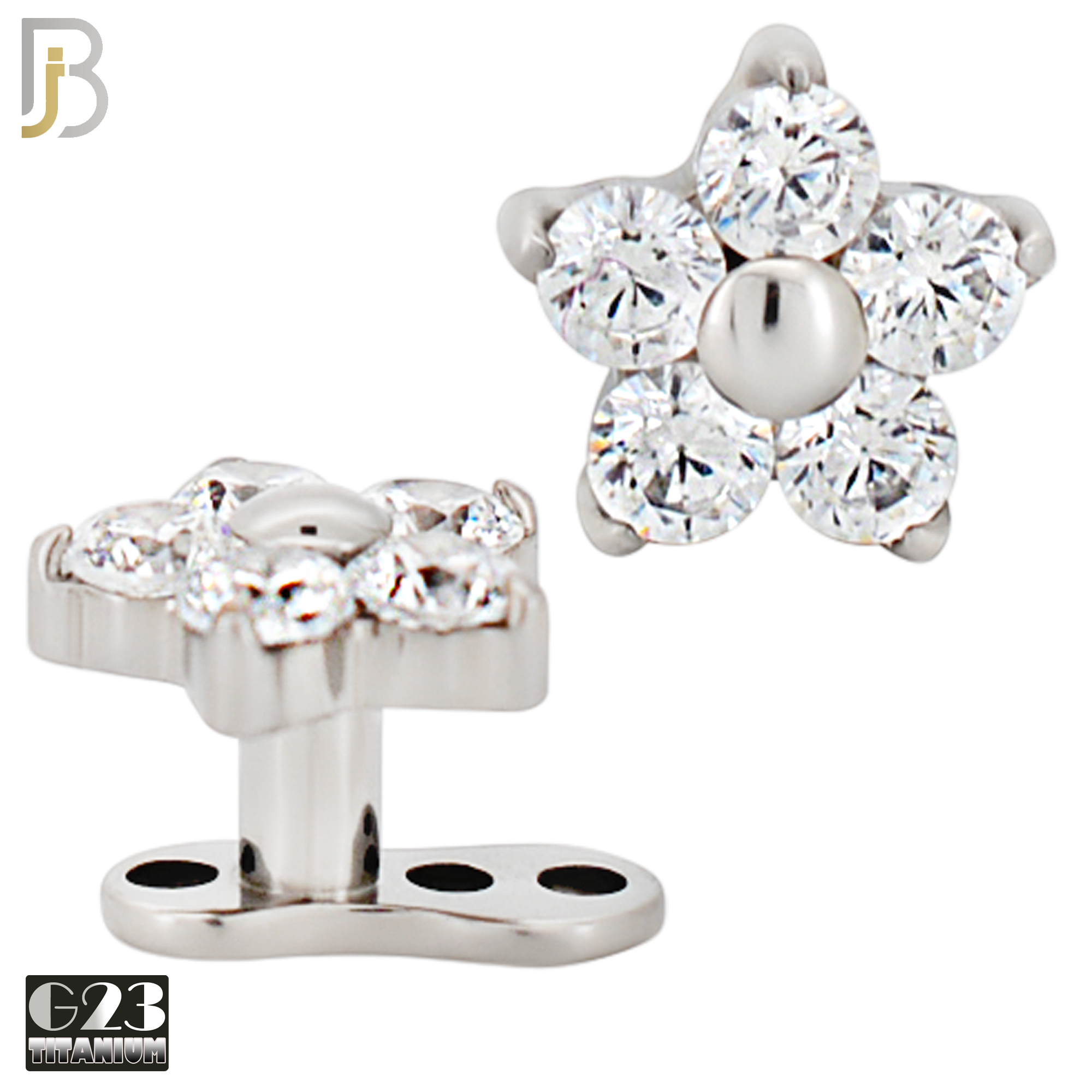 G23-DM23 - G23 Titanium Anchor with Surgical Steel Five Petal Flower Dermal Top image 0