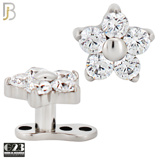 G23-DM23 - G23 Titanium Anchor with Surgical Steel Five Petal Flower Dermal Top image 0