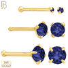 14-NR01CYS - 20g 14k Yellow Gold Nose Bone with Blue Sapphire Colored CZ image 0