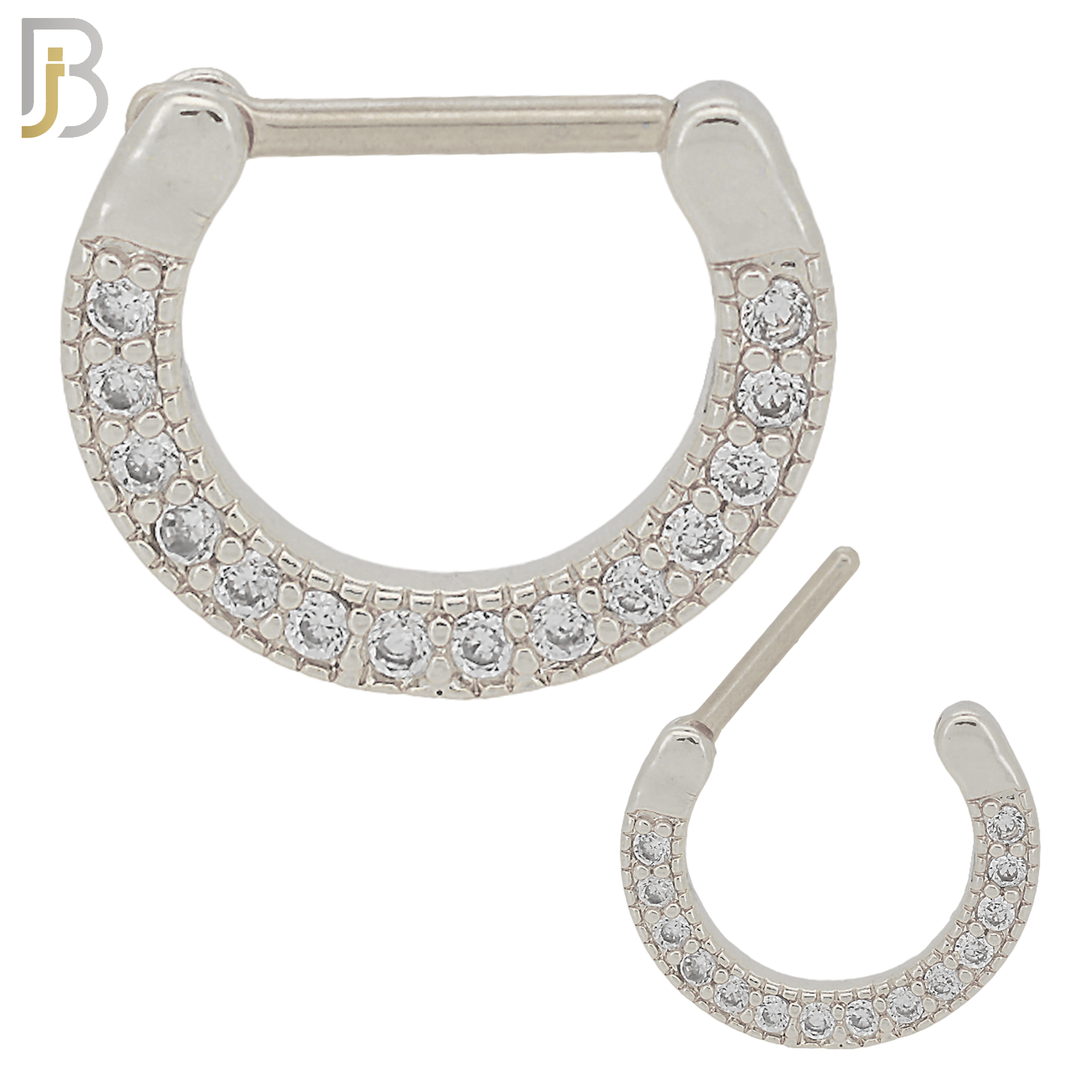 CT83 - 316 Stainless Steel Septum Clicker with CZ Gems Nose Rings (PACK OF 6) image 0