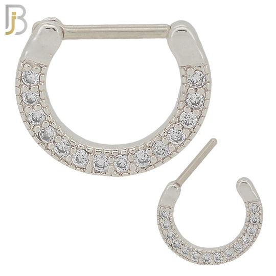 CT83 - 316 Stainless Steel Septum Clicker with CZ Gems Nose Rings (PACK OF 6) image 0