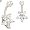 NB52 - 316L Stainless Steel Five Petal CZ Star Shaped Flower Belly Ring image 1