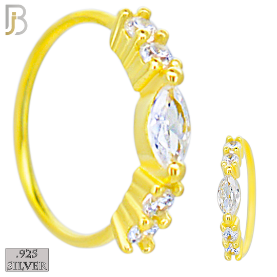 925-CT102-  925 Sterling Silver Hoop with Marquise Shaped Cubic Zirconia and Round Side Stones (Pack of 6) image 2