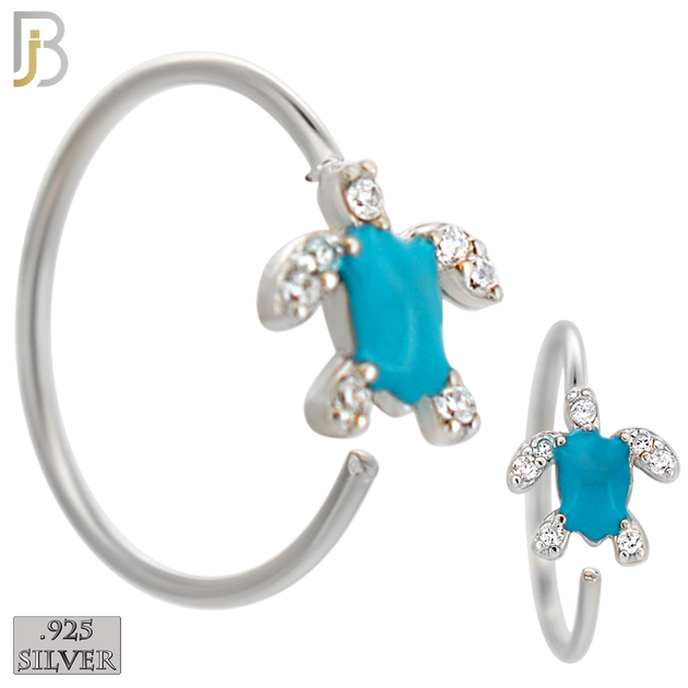 925-CT134 - 925 Silver Nose Turtle Nose Hoops with Enamel  - (Pack of 6) image 2