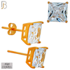 925-ES72-RC - .925 Sterling Silver Rose Gold Plated Earring Stud Casting Square Princess Cut Prong Setting Clear Zircon image 7
