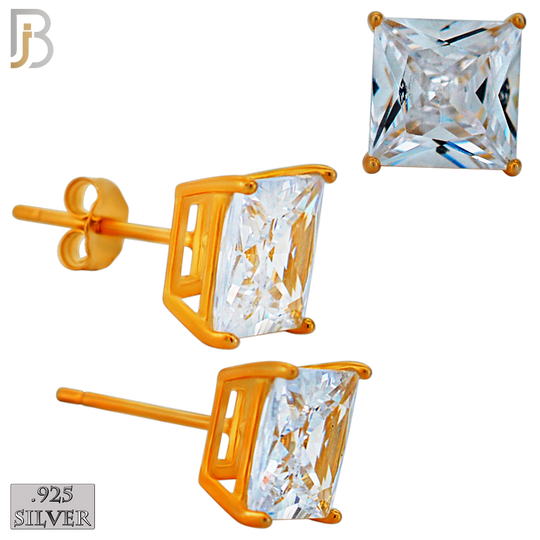 925-ES72-RC - .925 Sterling Silver Rose Gold Plated Earring Stud Casting Square Princess Cut Prong Setting Clear Zircon image 7
