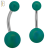 PK-NB102 - 316L Surgical Steel Different Color Balls Designs Banana Belly Ring Pack of 40 image 7