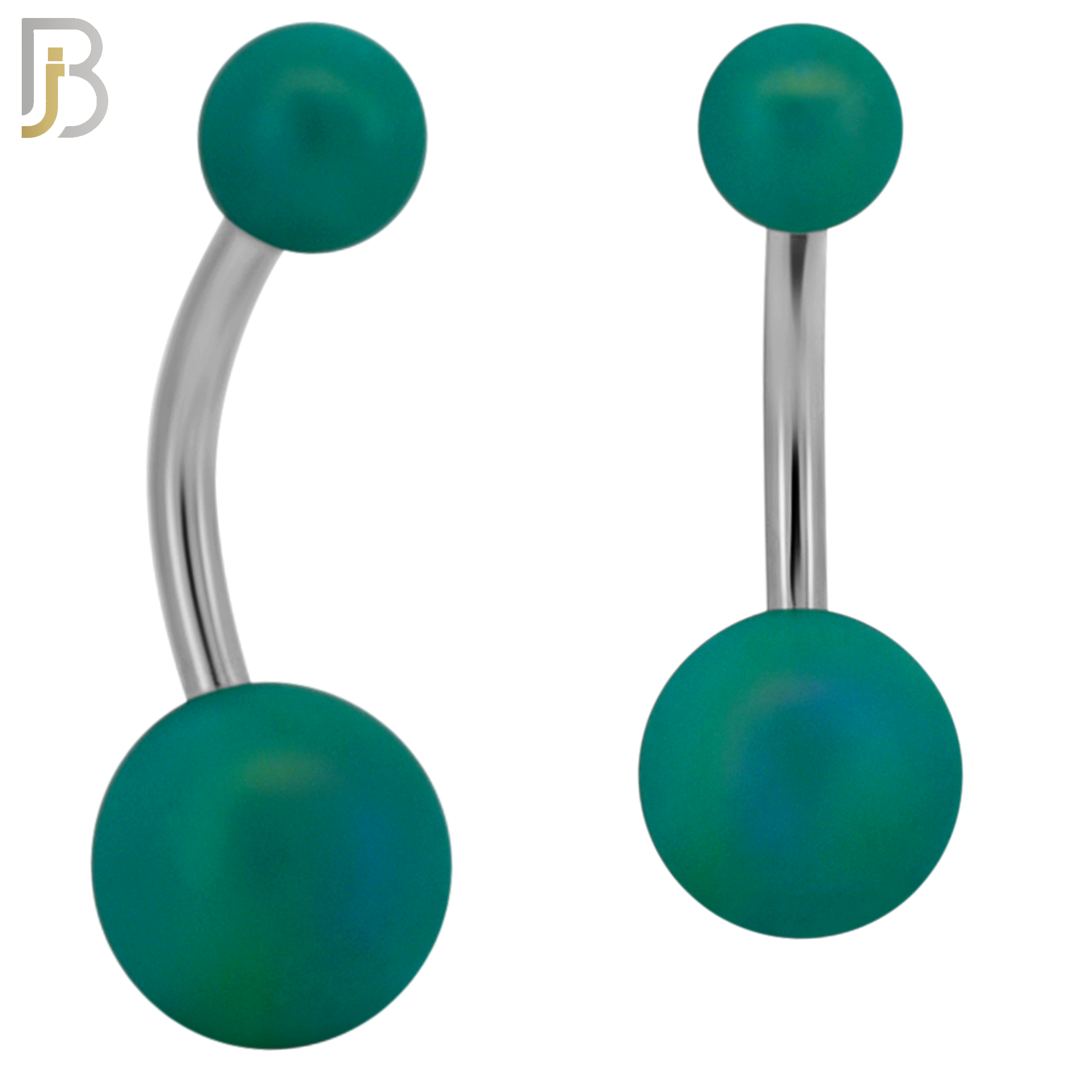 PK-NB102 - 316L Surgical Steel Different Color Balls Designs Banana Belly Ring Pack of 40 image 7