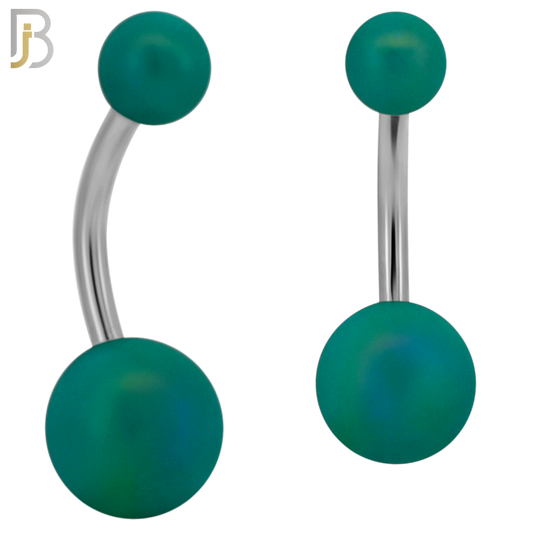 PK-NB102 - 316L Surgical Steel Different Color Balls Designs Banana Belly Ring Pack of 40 image 7