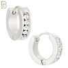 ES132 - Stainless Steel Huggies Hoops Earrings with Round Zircon image 1