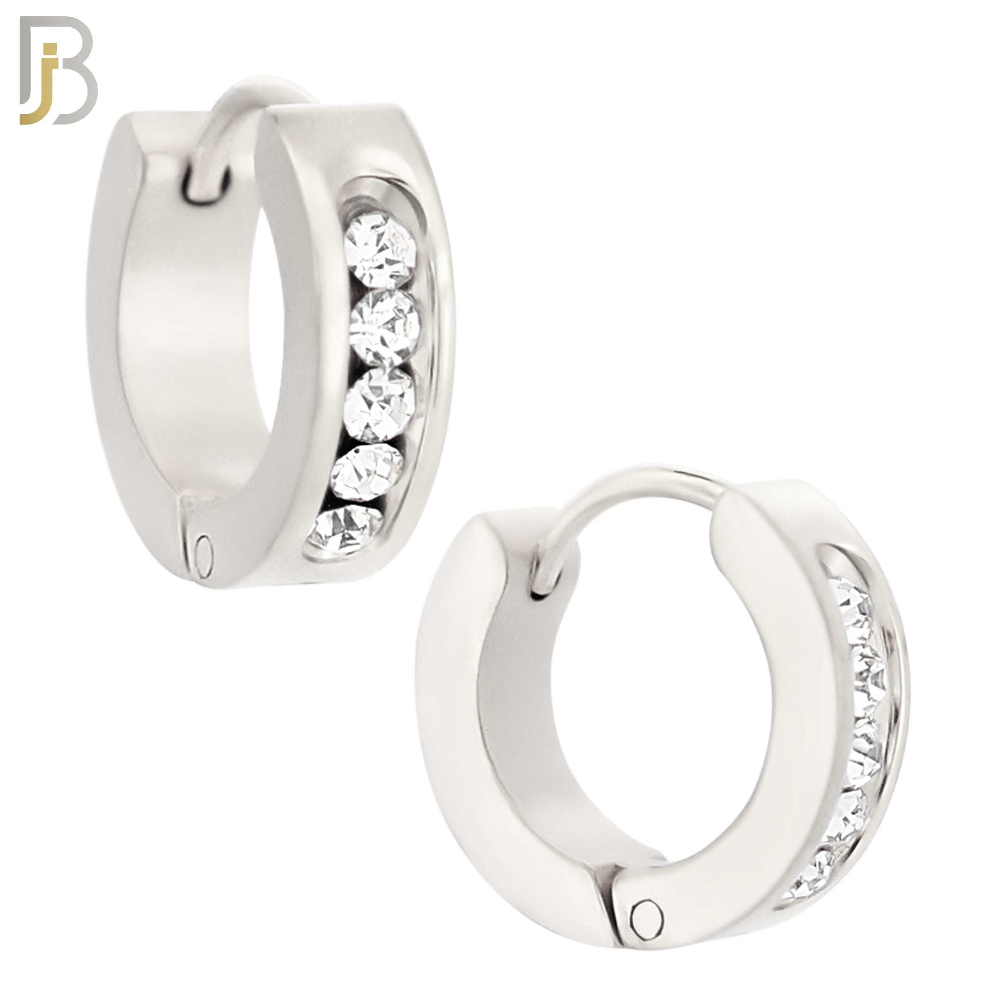 ES132 - Stainless Steel Huggies Hoops Earrings with Round Zircon image 1