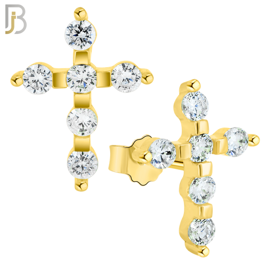 925-ES231 – .925 Sterling Silver Cross Earring Stud with Zircon image 2