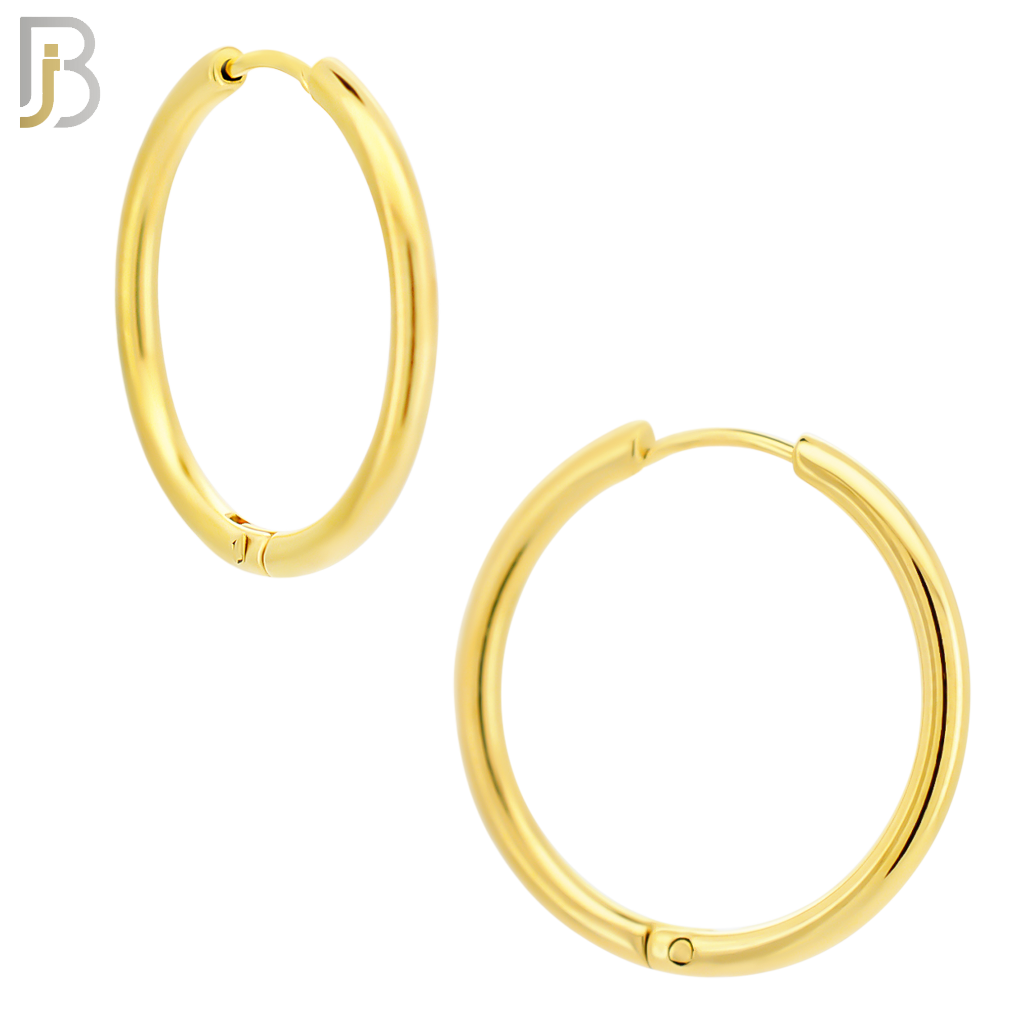 ES95G - 316L Stainless Steel Gold Plated 2mm Thickness Plain Hoops Design Huggies Clip On image 6