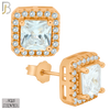 925-ES76 - .925 Sterling Silver Square Design with Multi Zircon Earring Stud image 3