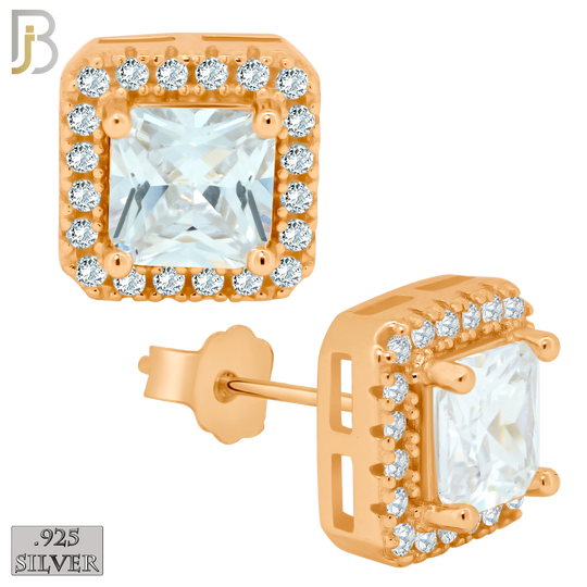 925-ES76 - .925 Sterling Silver Square Design with Multi Zircon Earring Stud image 3