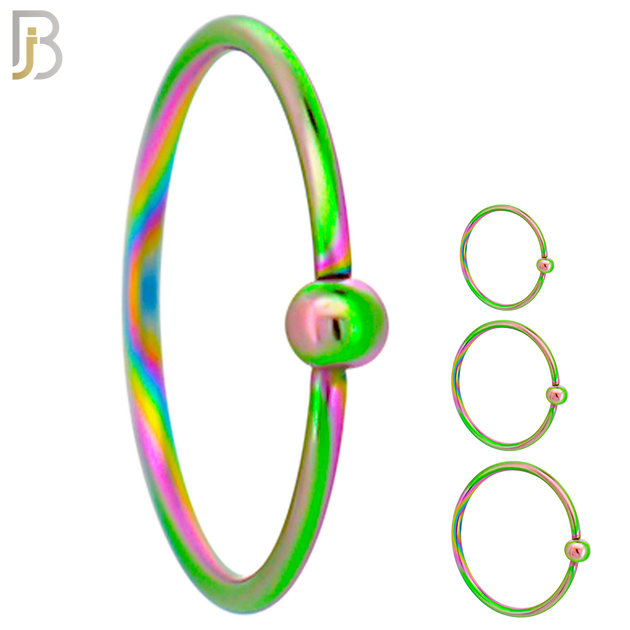 CT03RB  - 20g Thickness Multi Color Plated 316L Surgical Steel Hoops Piercing Fixed Bead Twist to Open image 0