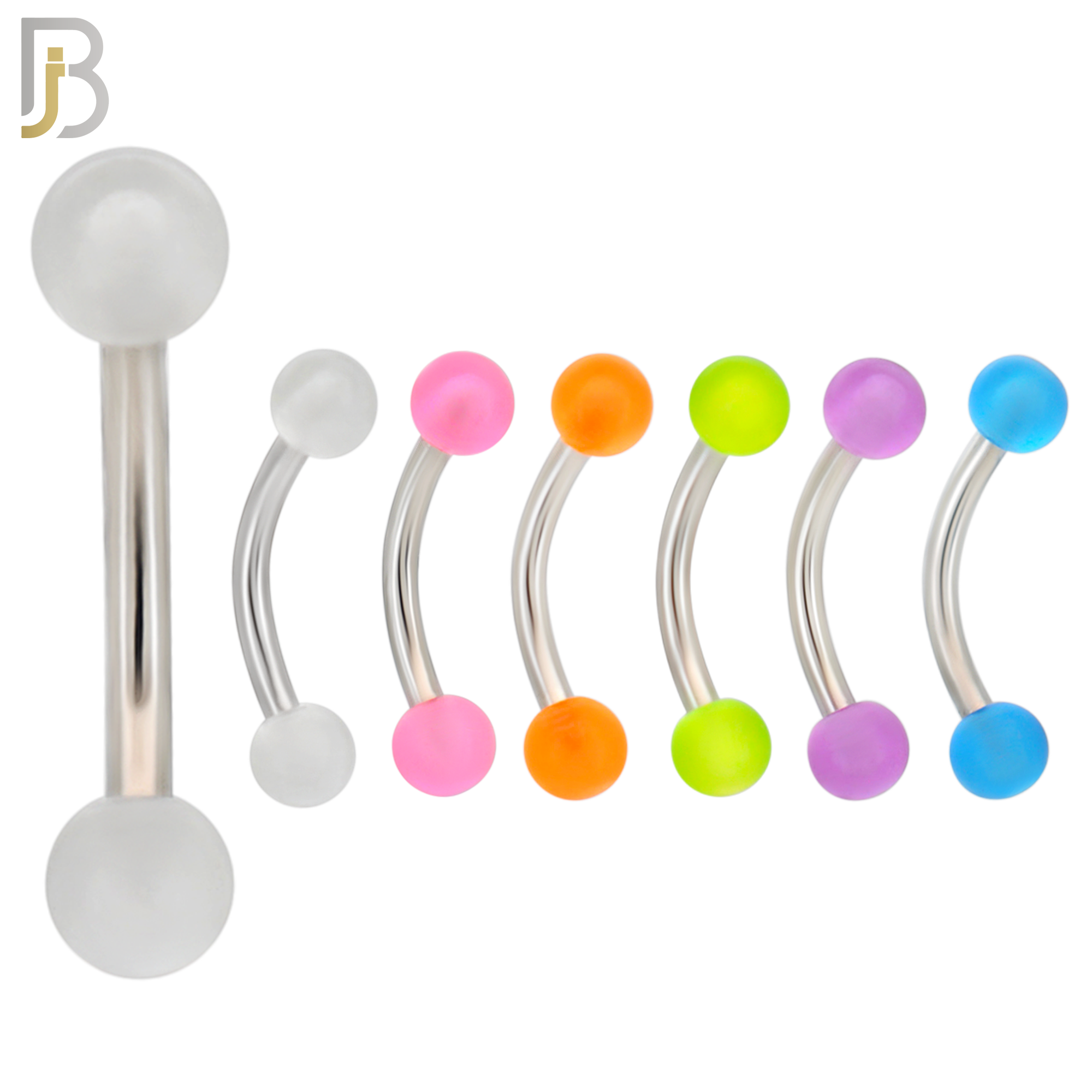 PK-EC08G - 316L Surgical Steel Curved Barbell External Threaded Glow in the Dark Acrylic Ball image 1