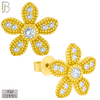 925-ES226 – .925 Sterling Silver Flower Design Earring Stud with Zircon image 2