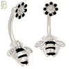 NB77 - 316L Stainless Steel Bee and Flower Belly Ring image 1