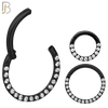 CT93K -  316 Stainless Steel Black Plated Hinged Hoop with CZ Gems Nose Rings (PACK OF 6) image 0