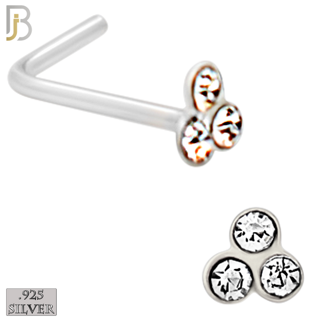 925-PK-NR08LS - 120 pcs, 925 Sterling Silver Nose Studs L Shape, 22g Thickness, Assorted Shape Design Tops Packages image 5