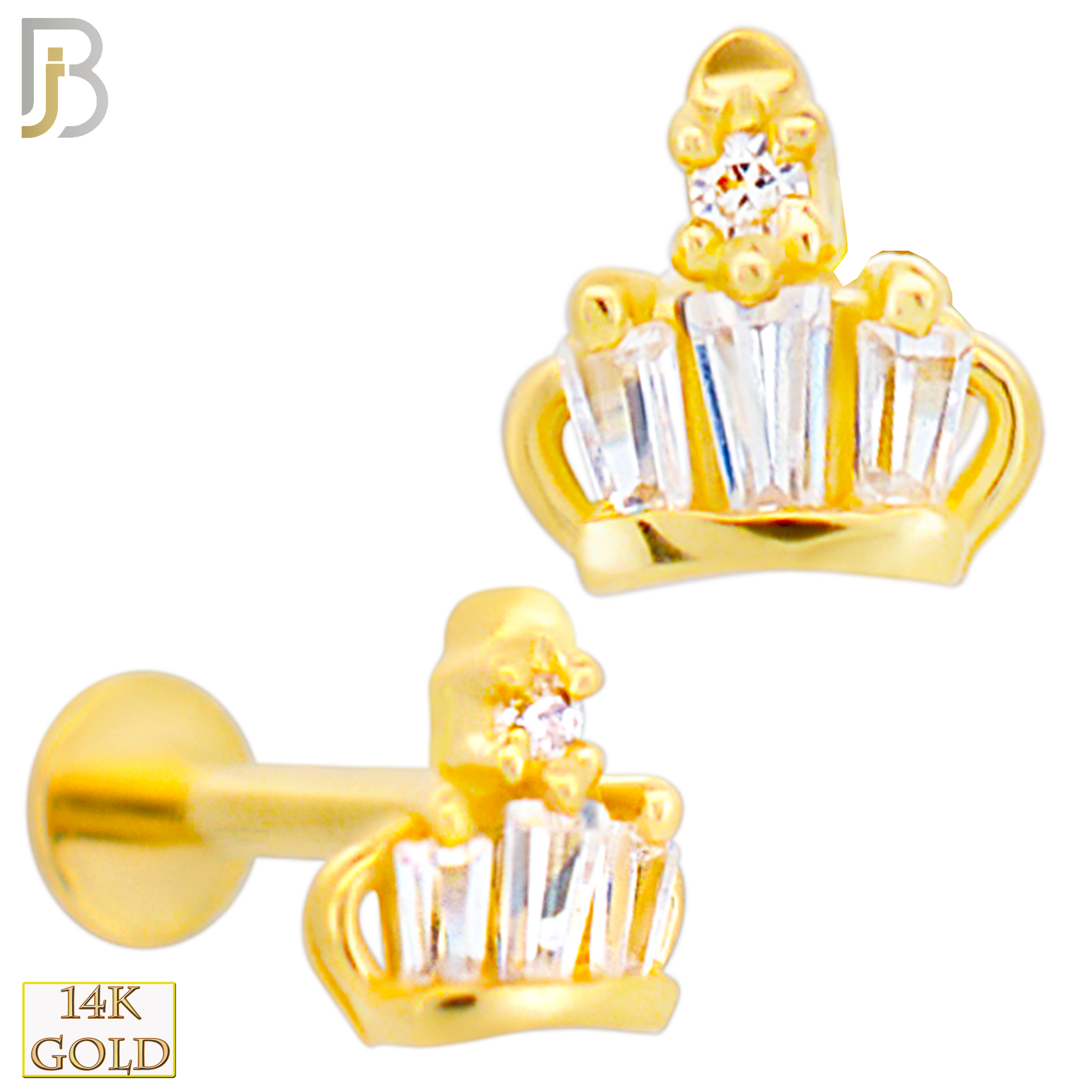 14-LB115 - 14k Yellow Gold Crown Labret image 0