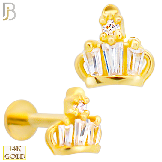 14-LB115 - 14k Yellow Gold Crown Labret image 0