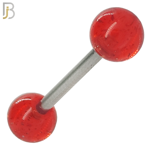 BB04S - 316L Surgical Steel Screw Barbell with Solid Glitter Acrylic Ball Screw External Threaded (PACK OF 6) image 1