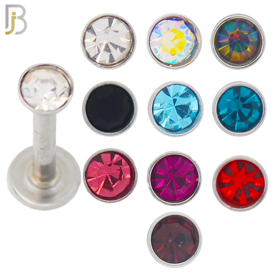 PK-LB07SA - 316L Surgical Steel Internal Threaded Bezel Glued Assorted Colored Zircon Labret Pack of 120 image 3