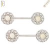 NP12 - 316L Surgical Steel Screw Round Opal with Multi Zircon Nipple Ring Piercing image 1
