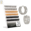 PK-ES116 - 316L Surgical Steel Plain Huggies with Single Zircon Earrings Pack of 30 Pairs - 4mm image