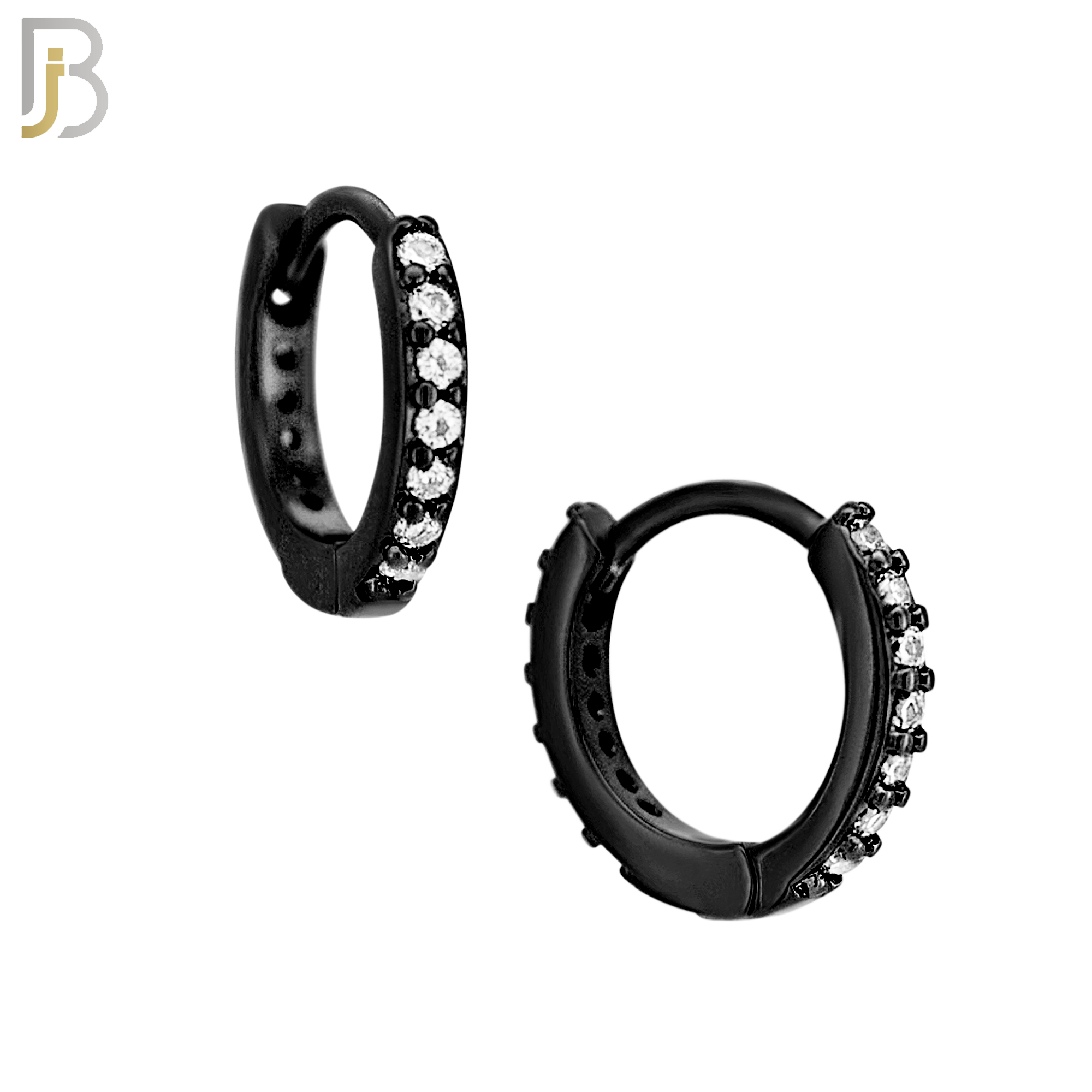 ES02K - 316L Stainless Steel Black Plated Prong Setting Zircon with 2mm Front Thickness Huggies image 2