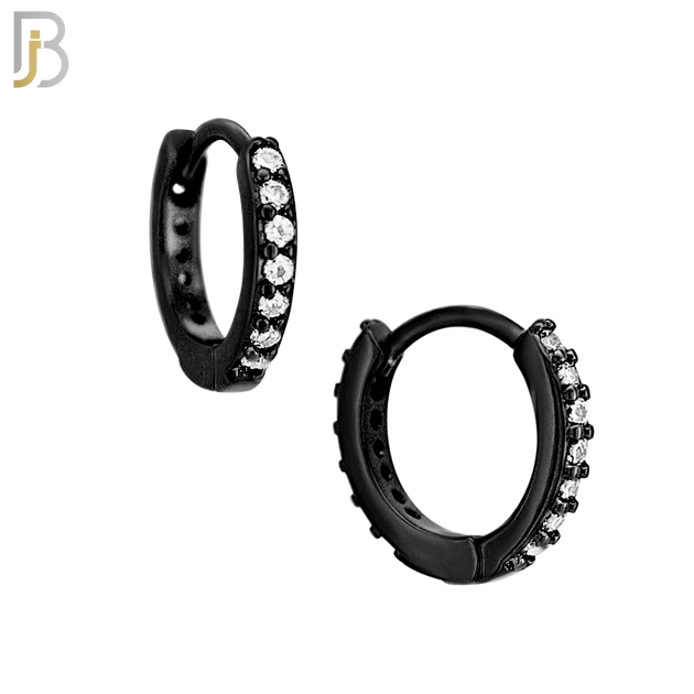 ES02K - 316L Stainless Steel Black Plated Prong Setting Zircon with 2mm Front Thickness Huggies image 2