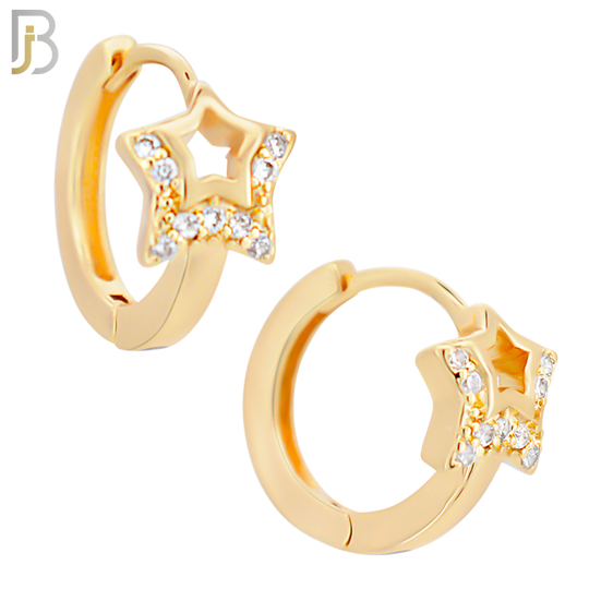 ES121 - Brass Tunnel Star Design with Zircon Huggies image 2