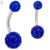 NB19 - 316L Surgical Steel Screw Coated Multi Gem Ball Banana Belly Ring  (PACK OF 6) image 6