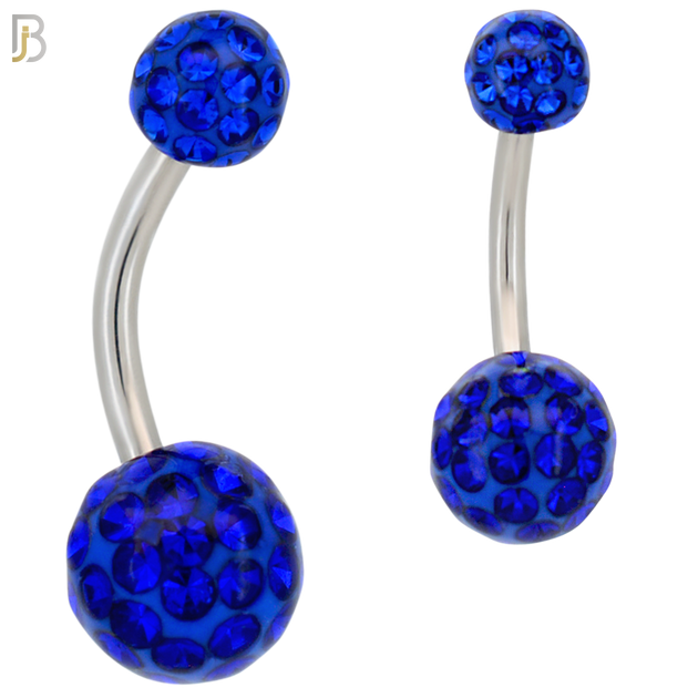 NB19 - 316L Surgical Steel Screw Coated Multi Gem Ball Banana Belly Ring  (PACK OF 6) image 6