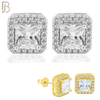 925-ES76 - .925 Sterling Silver Square Design with Multi Zircon Earring Stud image 0