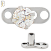 DM04 - 14G Titanium with Surgical Steel  Prong Set CZ Dermal Top Set of 4 Top image 1