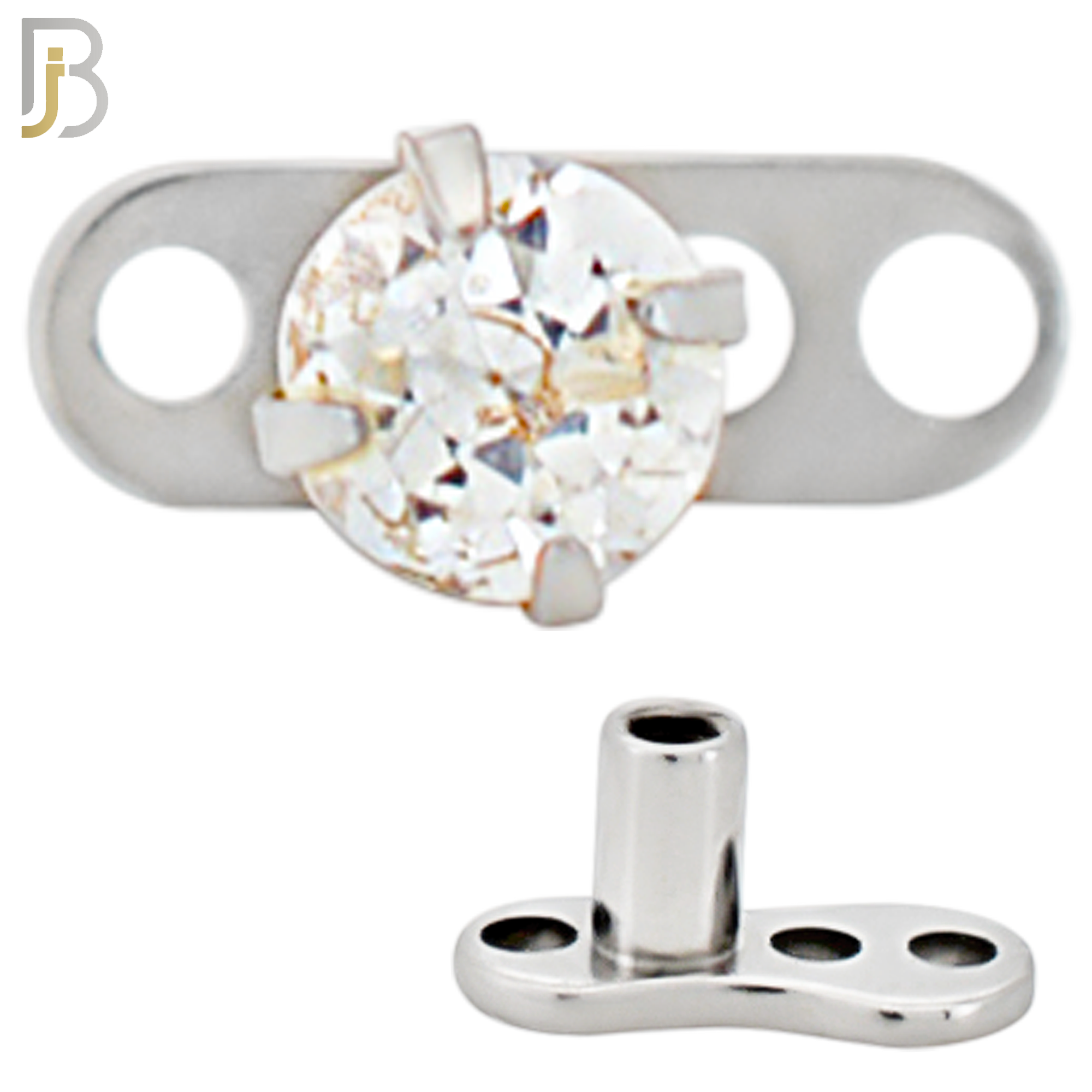 DM04 - 14G Titanium with Surgical Steel  Prong Set CZ Dermal Top Set of 4 Top image 1