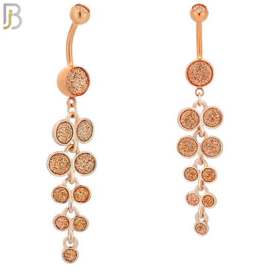 N001 - 316L Stainless Steel Dangling Grape Bunch Sandpaper Design Belly Ring with 4mm Screw Ball image 2