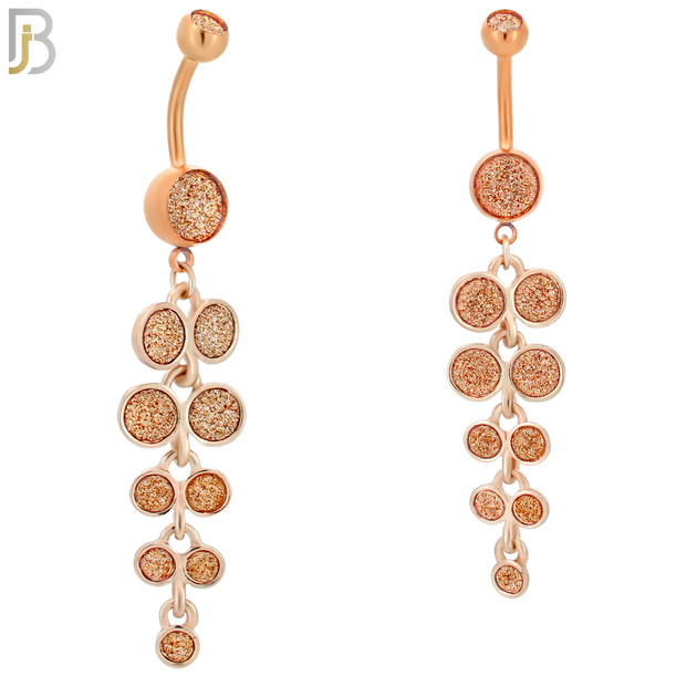 N001 - 316L Stainless Steel Dangling Grape Bunch Sandpaper Design Belly Ring with 4mm Screw Ball image 2