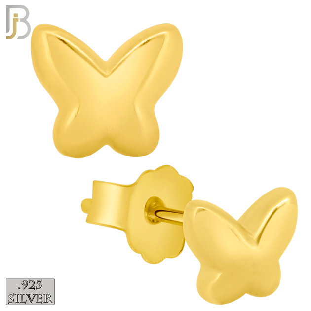 925-ES432 - Push Back - .925 Sterling Silver Plain Butterfly Earrings Stud image 1