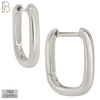 925-ES393 - .925 Sterling Silver Plain Rectangular Hoop Earrings image 0