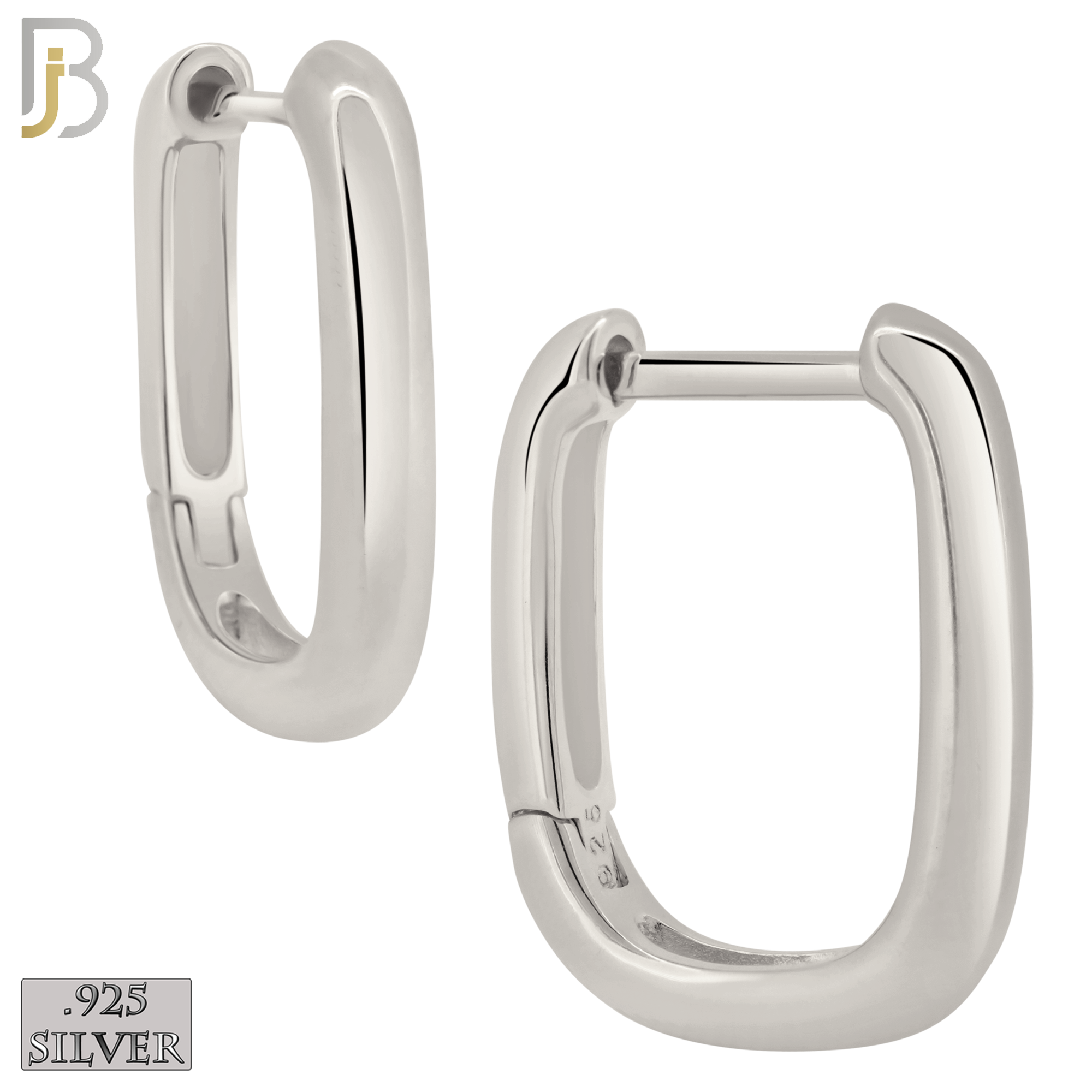 925-ES393 - .925 Sterling Silver Plain Rectangular Hoop Earrings image 0