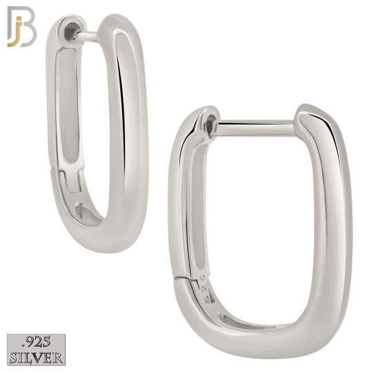 925-ES393 - .925 Sterling Silver Plain Rectangular Hoop Earrings image 0