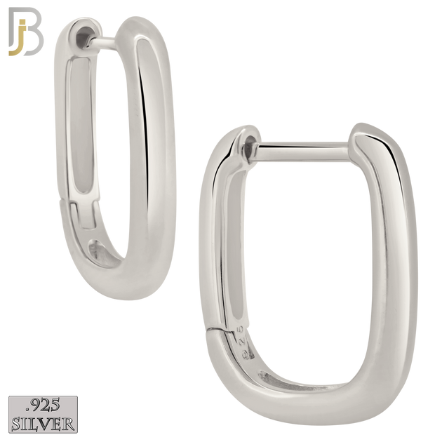 925-ES393 - .925 Sterling Silver Plain Rectangular Hoop Earrings image 0