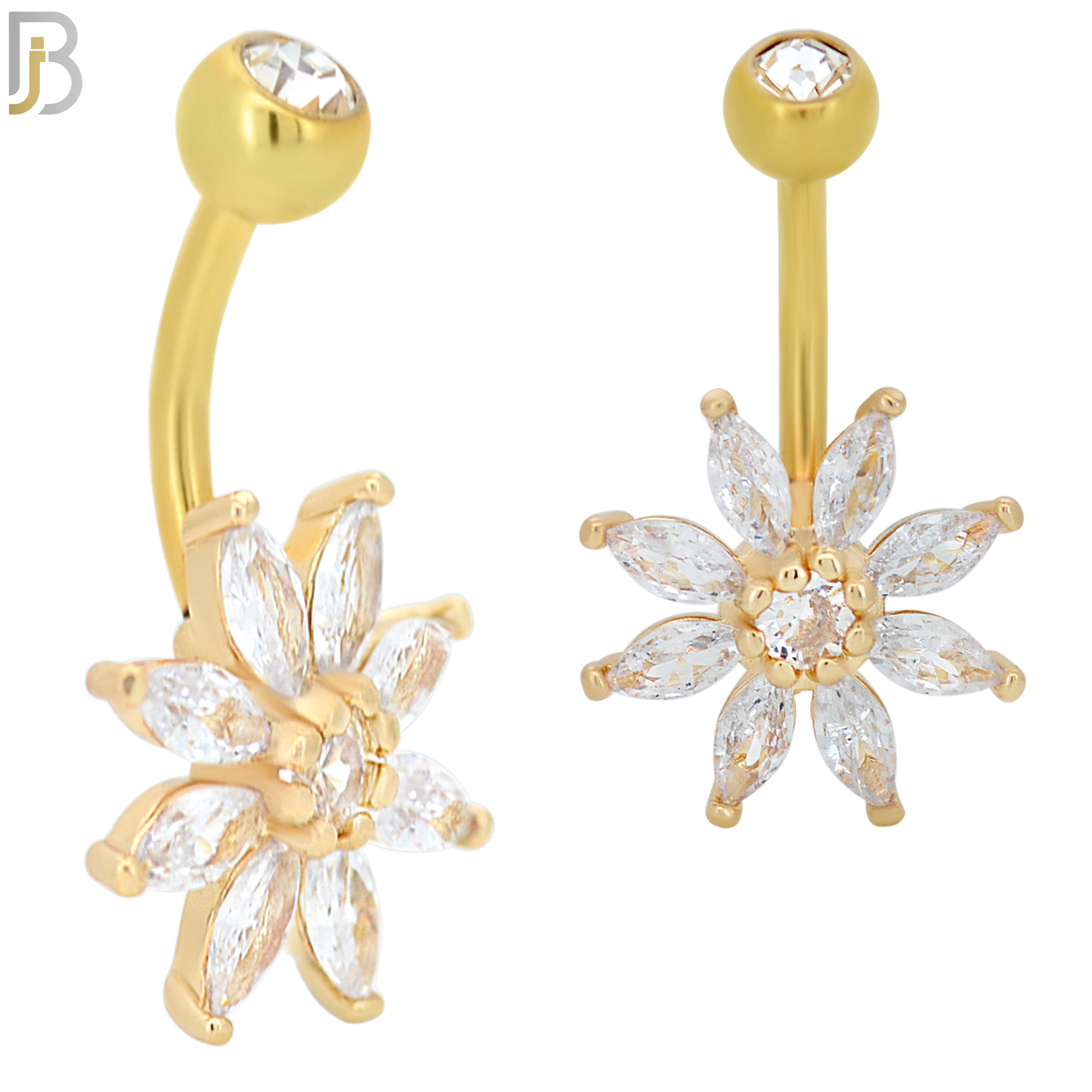 NB49 - 316L Stainless Steel Eight Petal Flower Banana Belly Navel Ring image 2